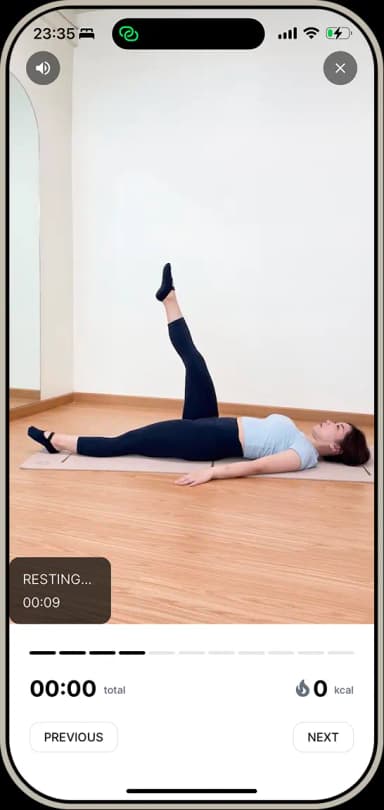 Exercise library on a mobile screen
